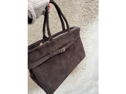 Velká kožená semišová kabelka Iria