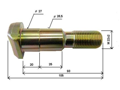 šroub kola M22x2/105 zadní T815 bez rádl.
