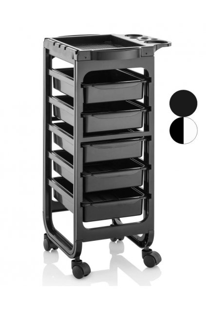 Kadeřnický vozík BARCELONA 5 šuplíků (Barva Černá)