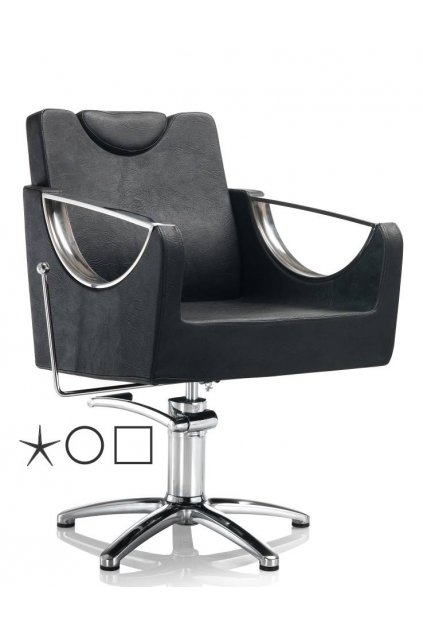 Křeslo HAIR CROWN polohovací opěradlo a opěrka, hydraulika s brzdou, koženka černá (Báze Hvězdice)