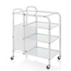 Kosmetický vozík TOP GLASS 3 police, hluboký koš (Barva Bílá)