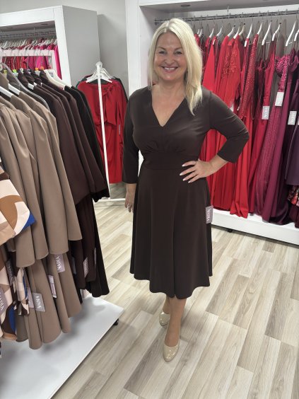 Midi hnedé šaty Eliana