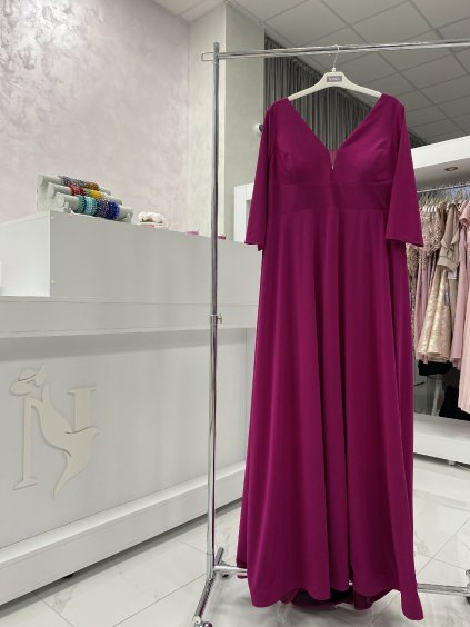 Dlhé Lilien šaty s dlhým rukávčekom v ružovej farbe