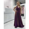 Dlhé fialové trblietavé šaty s prekríženým dekoltom