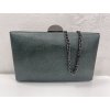 Spoločenská kabelka  tmavo zelená s trblietkami a kovovým lémom
