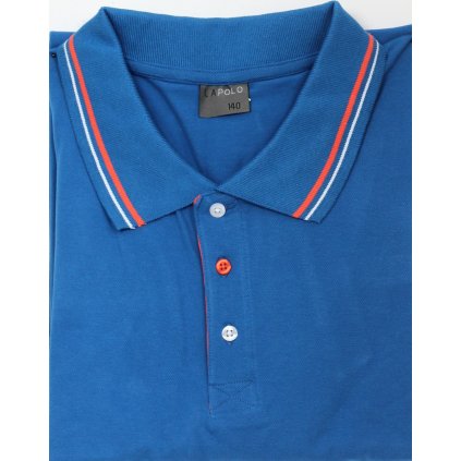 Polokošile středně modrá s proužky na límečku