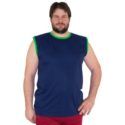 Triko bez rukávů Karel tmavě modré se zelenou
