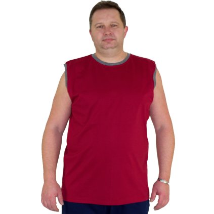 Triko bez rukávů Karel bordó s šedou