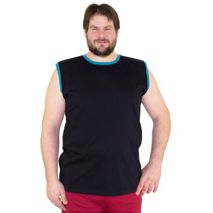 Triko bez rukávů Karel černé s tyrkysem