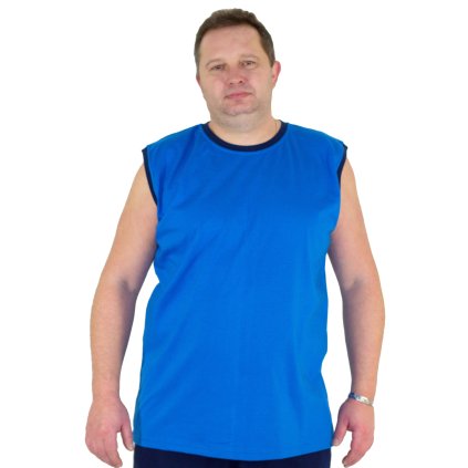 Triko bez rukávů Karel středně modrá s tmavě modrou