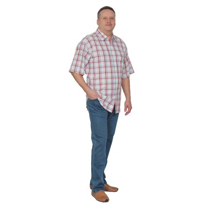 Košile krepová bíločervené káro