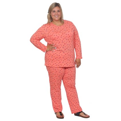 Zuzana pyžamo losos s kvítečky