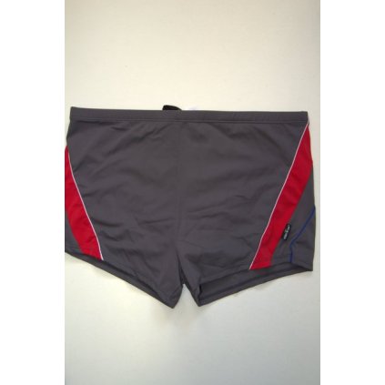 4259  Plavky s nohavičkou, šedé s červenými doplňky, XL-XXL