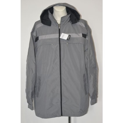 4572 Pánská šedá bunda na zip s kapucí, vel. 4 XL