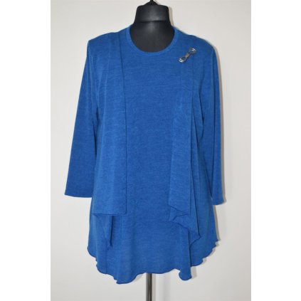 1398 Dámská úpletová halenka, modrá, efekt 2V1, vel. 3XL