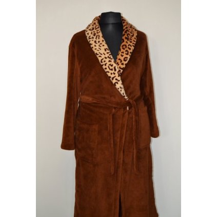 1056  župan luxusní huňatý, leopardí vzor,  vel. M -obvod 124  cm