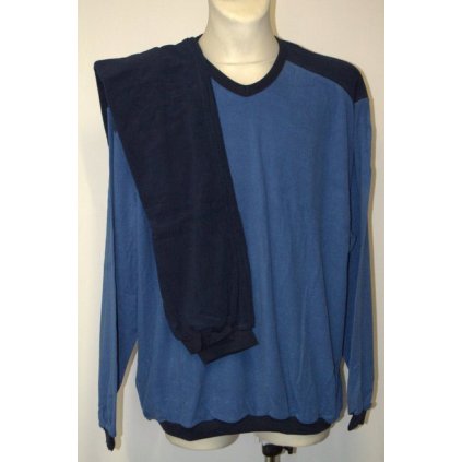 4502 Froté pyžamo,  dl. rukáv, modré,  3XL