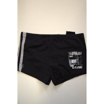 4279 Plavky s nohavičkou černé s šedým pruhem na boku, XXL