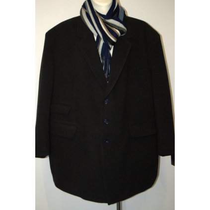 4479 Luxusní flaušový kabát,   tm. modrý, 5XL (hrudník 172 cm)