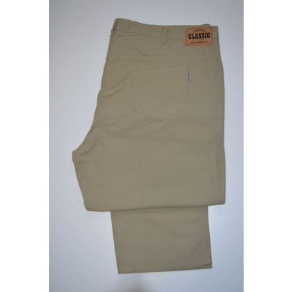 4466 Pánské prodloužené béžové kalhoty, pas 136 cm