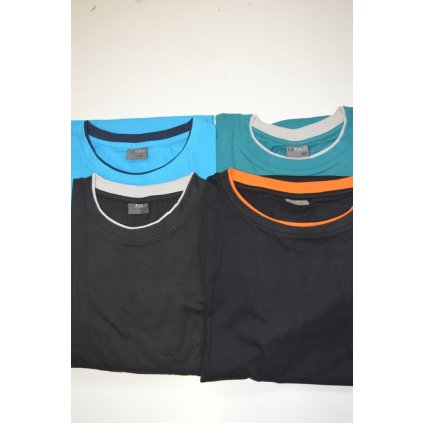 4374 Triko v triku - jednobarevné s barevným lemem,kr. rukáv - obvod hrudníku: 140 - 180 cm