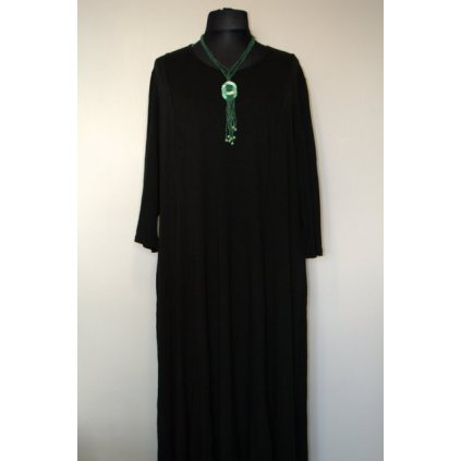 1124 Dámské černé šaty princesové, 3/4 rukáv - vel. 3XL, 4XL