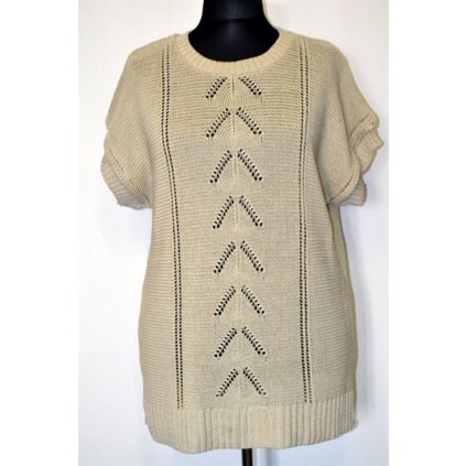 1140 Béžový pletený svetřík se spladlými rukávy - vel. 2XL
