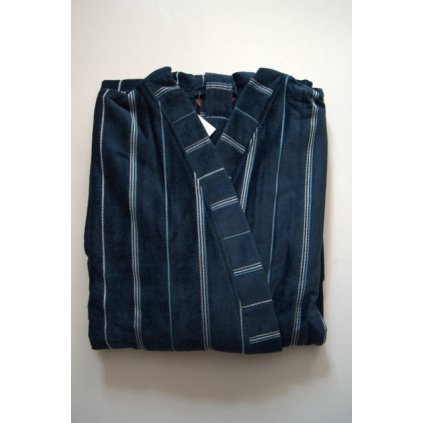 4568 Luxusní župan s vetkaným proužkem - barva: petrolej  - vel. 3XL - hrudník: 150 cm
