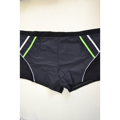 4054 Plavky s nohavičkou, černé s proužky vel. 2 XL