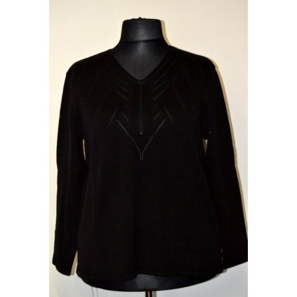 1345 Černý svetřík s dlouhým rukávem - vel. 2XL