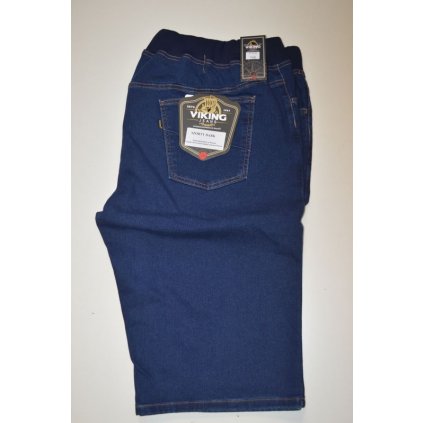 4442 tm. modré riflové kraťasy, pas 150 cm