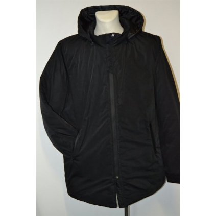 4205 Zimní bunda černá, delší, s kapucí, vel. 5 XL
