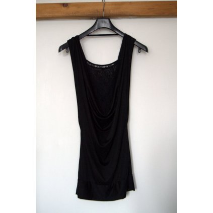 1310 Černá dámská tunika bez rukávů + top - obvod hrudníku: 82 cm - SLEVA!!!