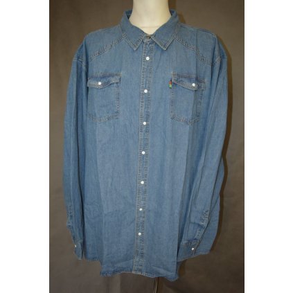 4162 Košile riflová, stř modrá, dl. rukáv,4XL-8XL