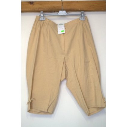1608 Dámské 3/4 béžové kalhoty, bavlněné, 3XL boky 140 cm