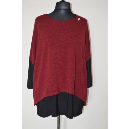 1624 halenka, efekt2v1, bordo-černá, vel. 4XL
