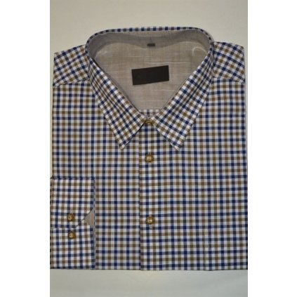 4156 Košile sportovní, kostkovaná, dl. rukáv, hnědo-modrá kostička, vel. 47