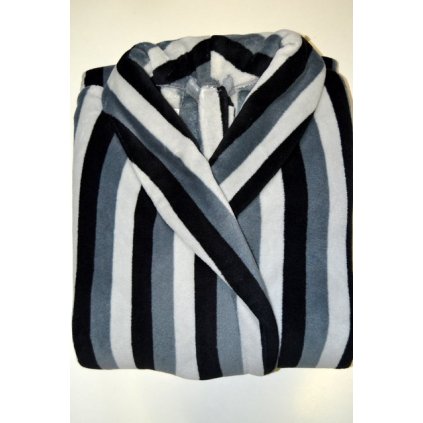 4505 Luxusní župan huňatý, šedo-černo-bílý pruh - 6XL