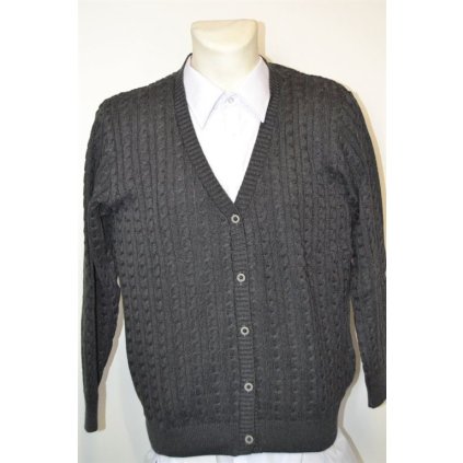 4423 Pánská úpletová vesta, dl rukáv na knoflíky, tm. šedá, 3XL