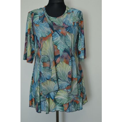 1648 Luxusní halenka, efekt 2v1, vel.2XL-4XL