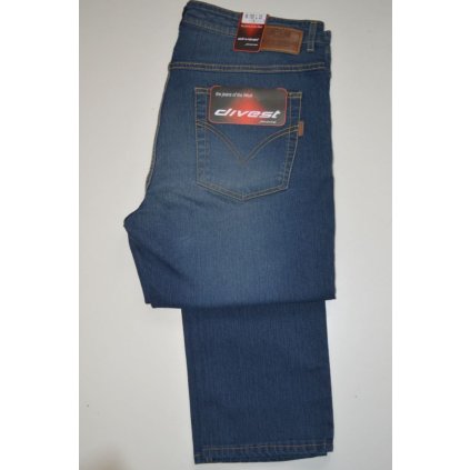 4237 Pánské stř. modré, mírně šoupané rifle, pas 112 - 140 cm