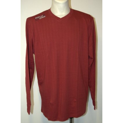 4256 Pánské tm. cihlové triko s dl. rukávem - vel. 3XL