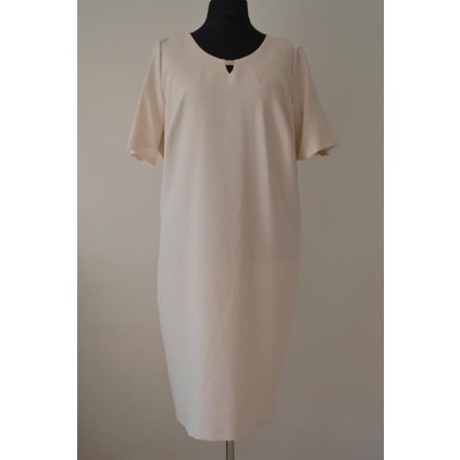 1214 Společenské šaty, kr. rukáv, barva: krémová, vel.58