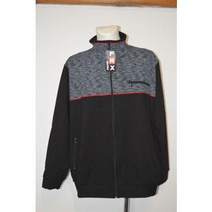 4086 Pánská  mikina, černá s červeným lampasem, 7 XL,8XL