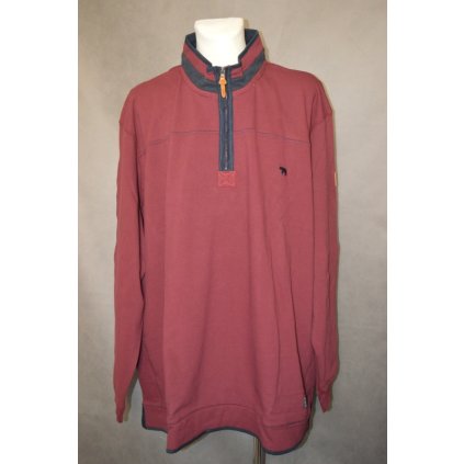 4580 Mikina MAXI  bordo kr. zip 7XL