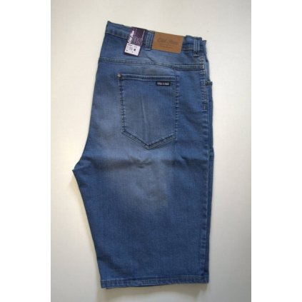 4567  kraťasy rifllové, modré, šoupané, pas 116- 118 cm
