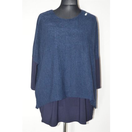 1542 Halena úpletová, tm. modrá efekt 2v1, vel. 4 XL