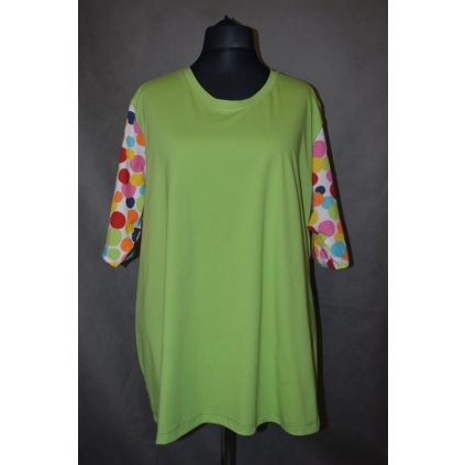 1137 Triko-halena s barevnými puntíky, kr. rukáv -4XL-10XL