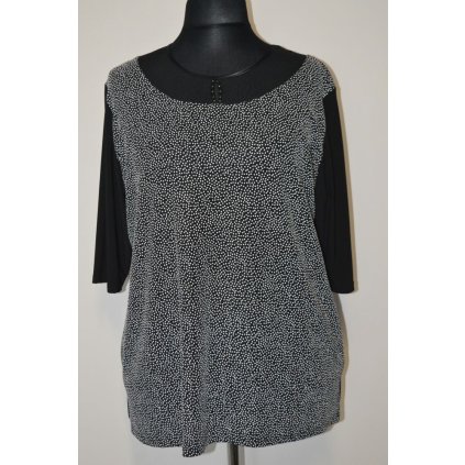 1406 Dámská černo-bílá halenka s leskem, 3XL