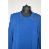 1398 Dámská úpletová halenka, modrá, efekt 2V1, vel. 3XL